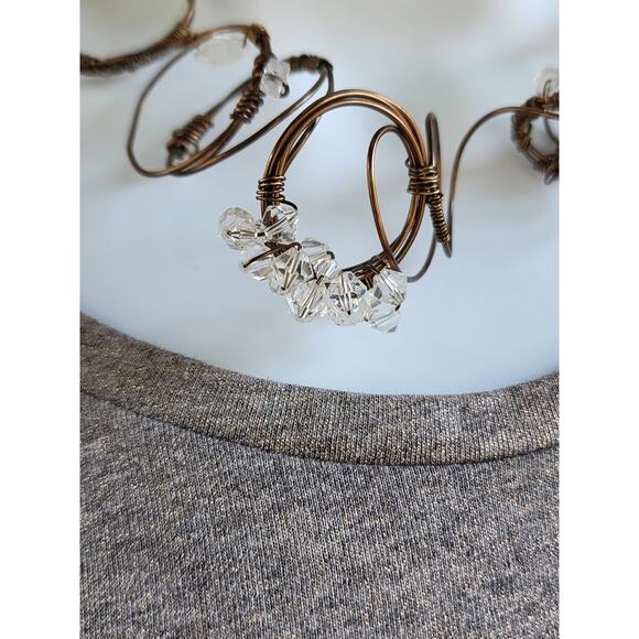 Artisan Handcrafted Necklace Texas Western Rugged Barb-Wire & Swarovski Crystal - Picture 9 of 9